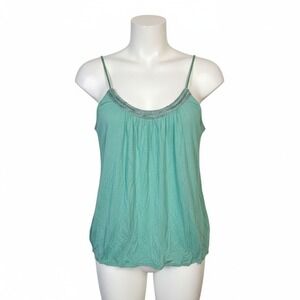 Candies XL Mint Green Cami Beaded Crinkled‎ Casual Blouse Y2K